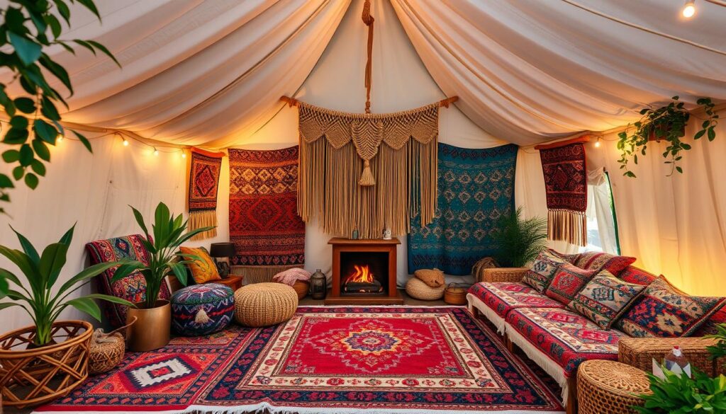 Bohemian textiles for glamping