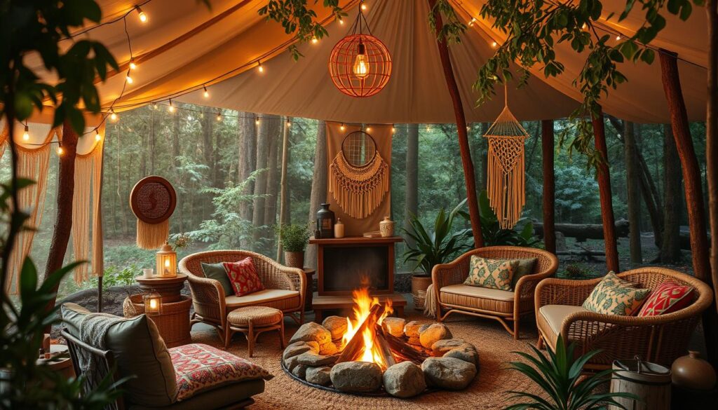 Eco-friendly boho glamping decor