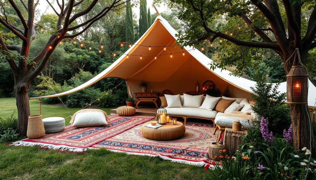 Outdoor living spaces for glamping