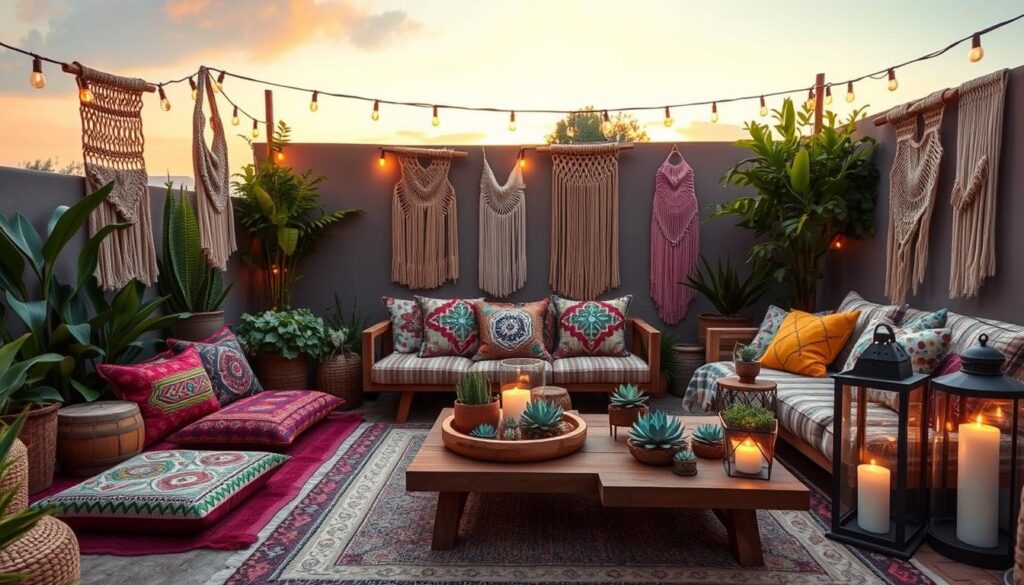 bohemian outdoor lounge area