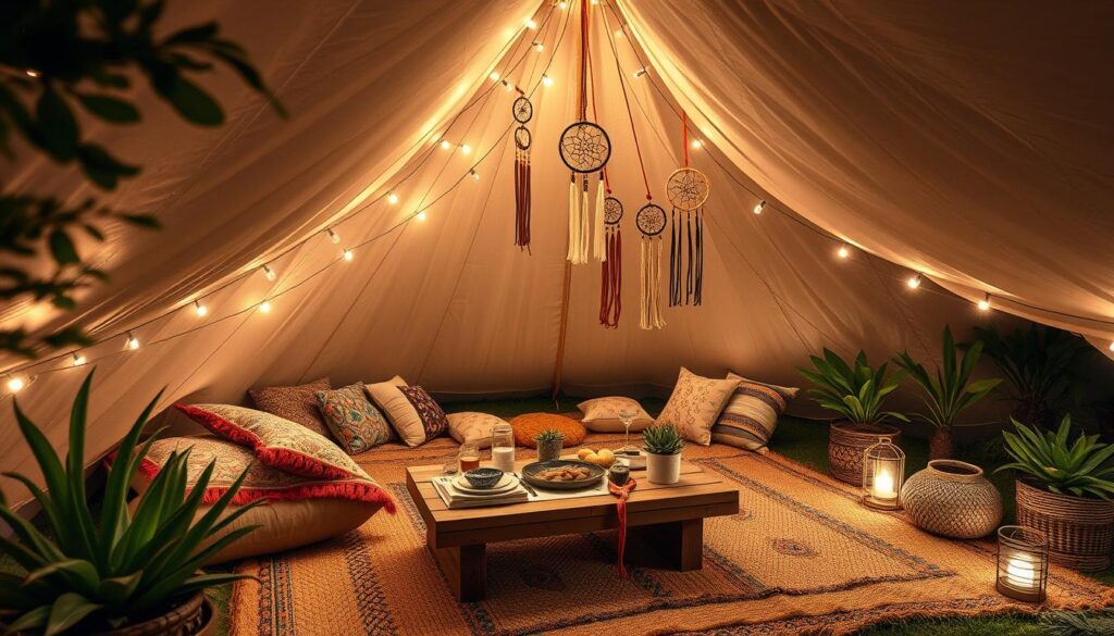 boho glamping setup