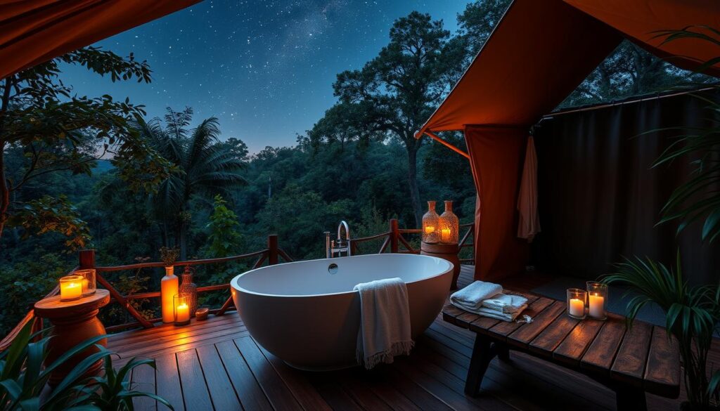 luxury glamping bathroom