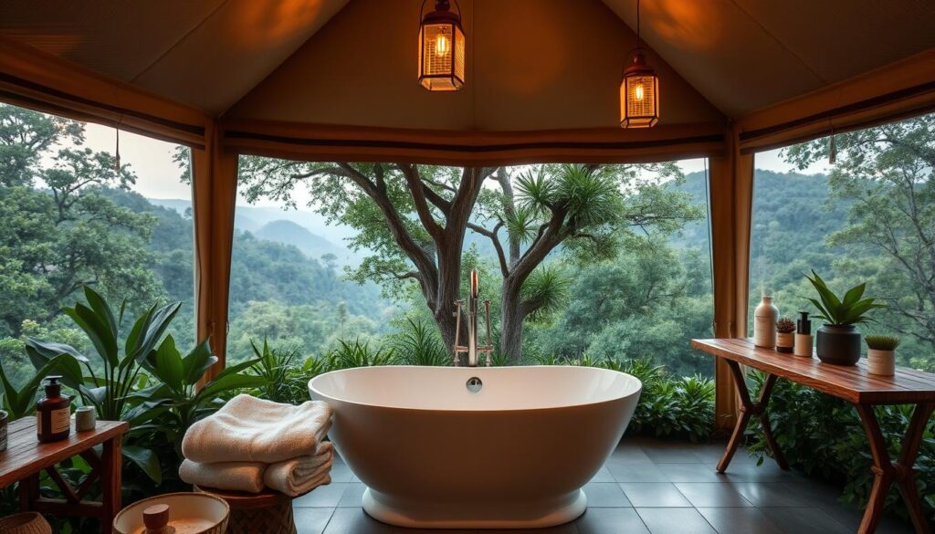 luxury glamping bathroom amenities