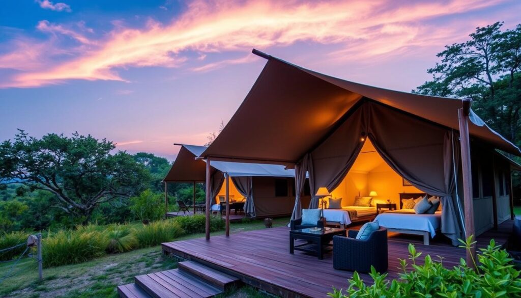 luxury safari tents at glamping resort