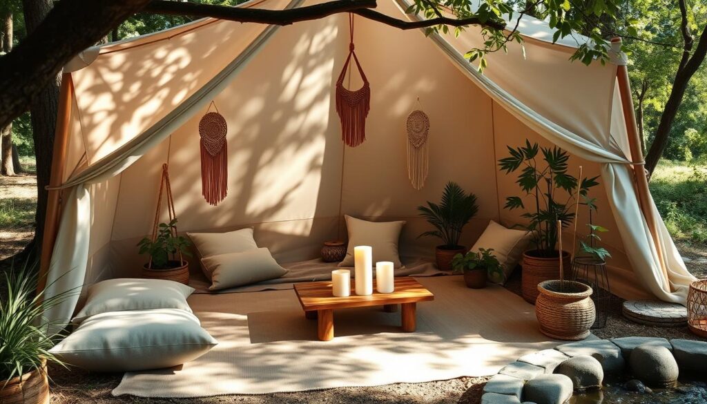 zen glamping meditation space