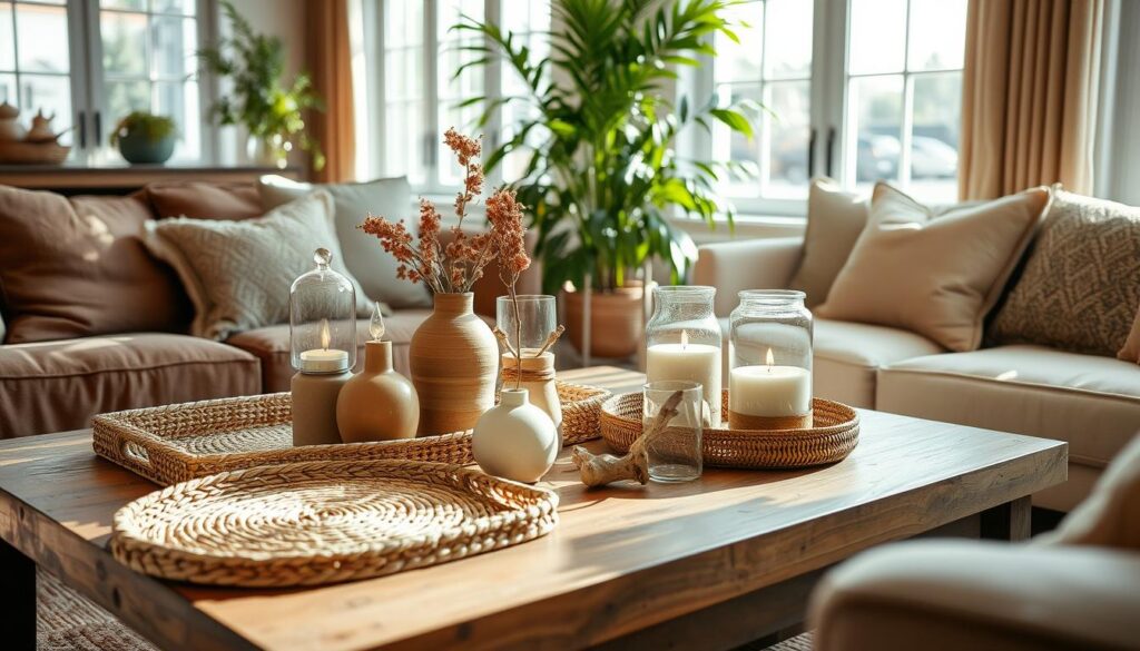 boho coffee table decor