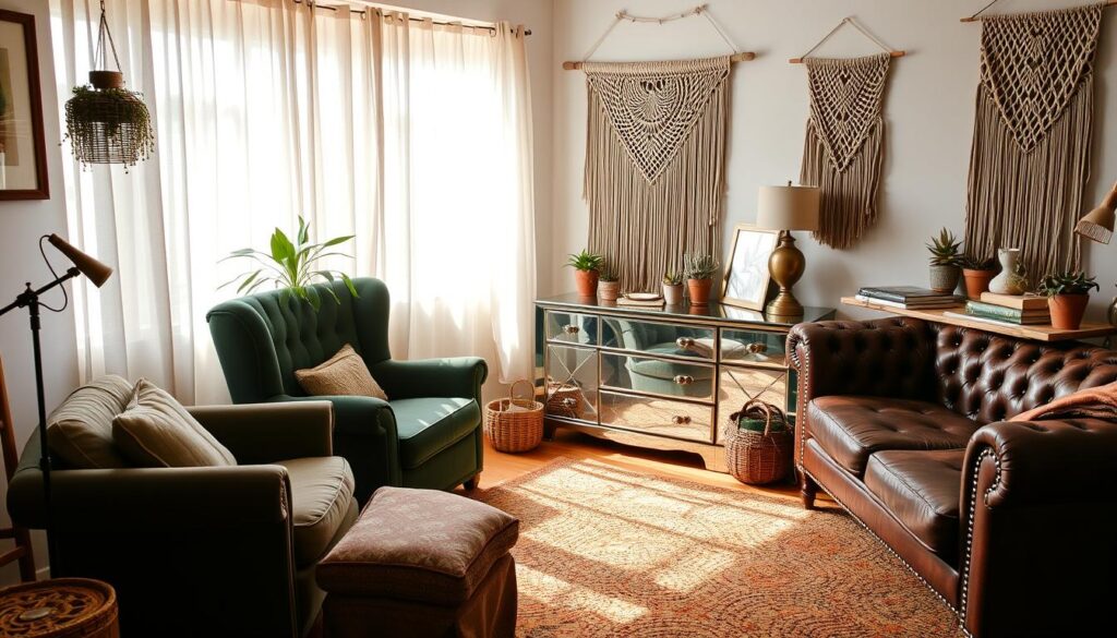 boho furniture and vintage accents