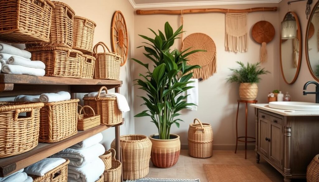 creative storage with baskets and wicker