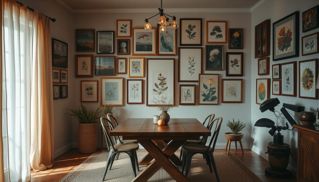 gallery wall in dining area