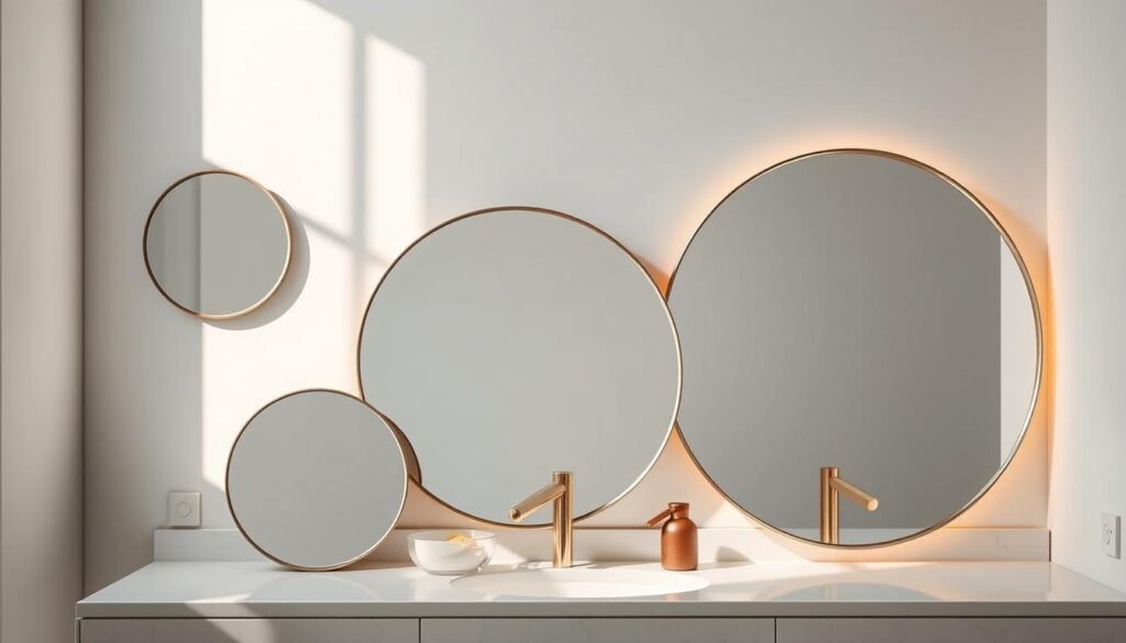 geometric and round mirrors in design