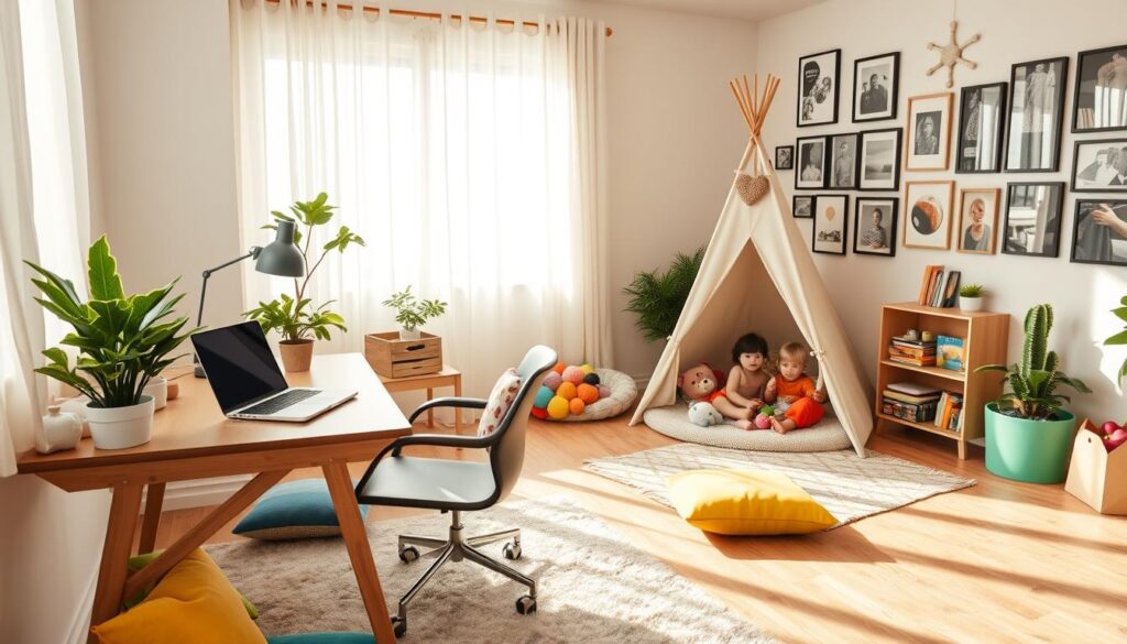 home office and play area