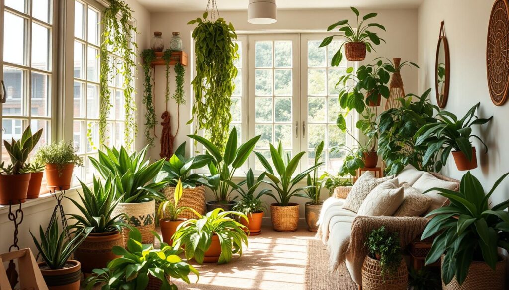 indoor plants in a room