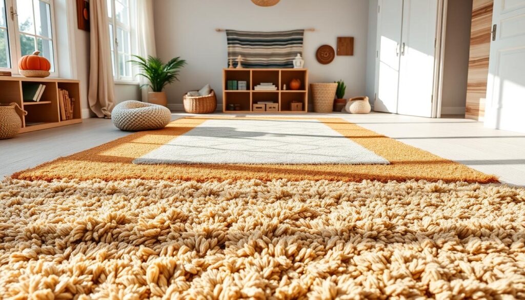 layered rugs in playroom design