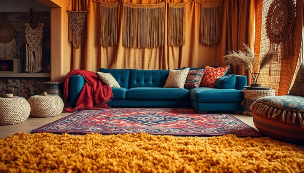 layered textiles and rugs