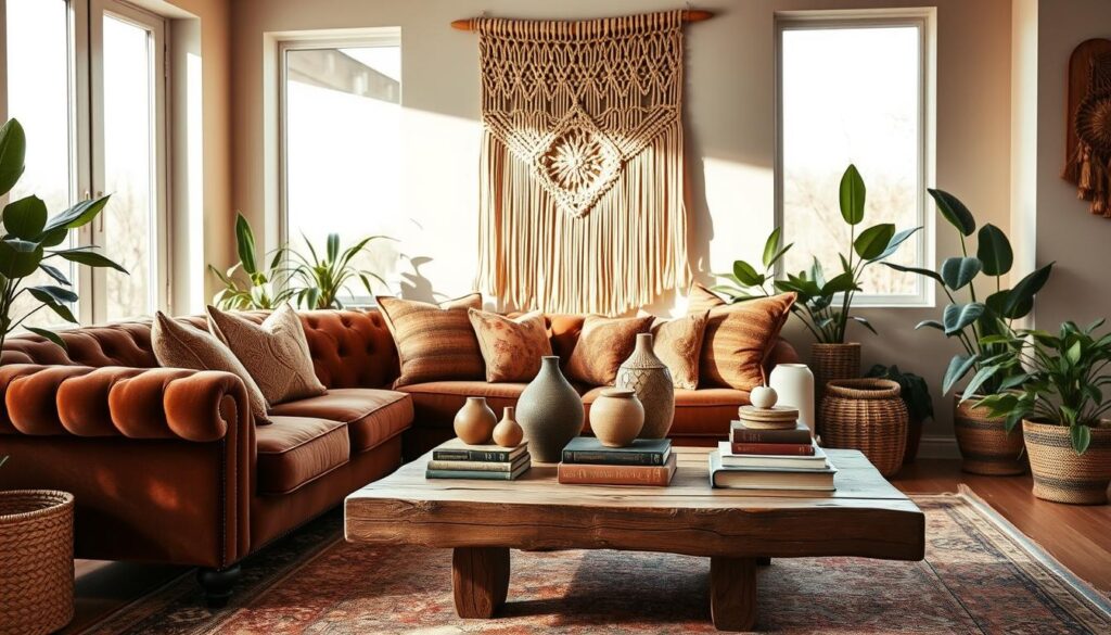 layered textures in boho decor