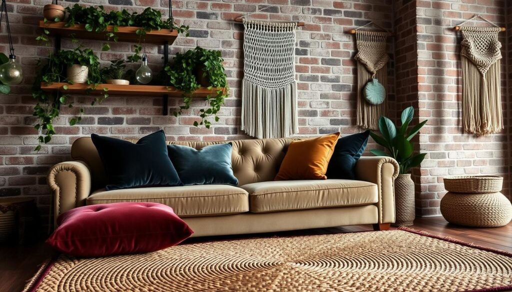 layered textures in living room