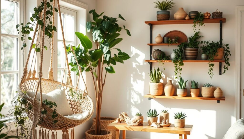 natural elements in boho decor