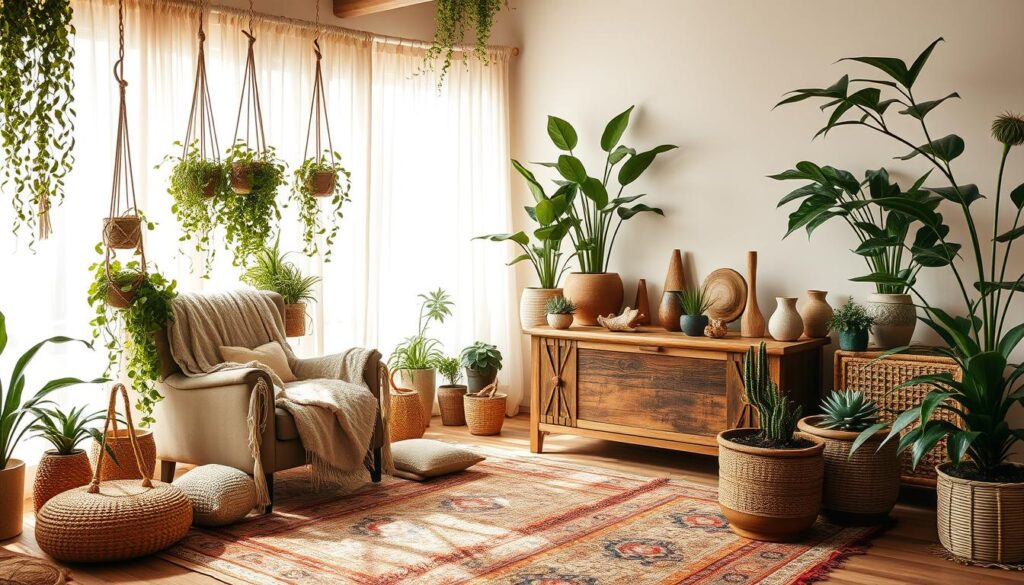 natural elements in boho decor