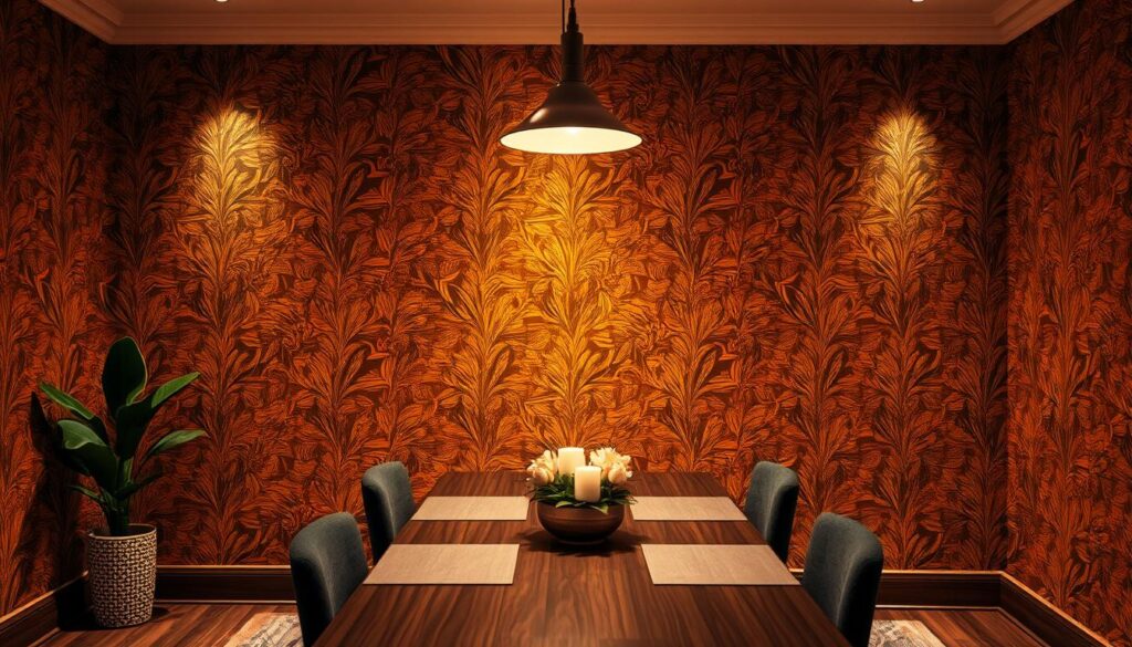 patterned wallpaper in dining style