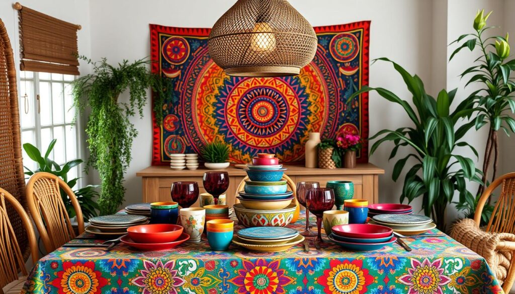 vibrant patterns in dining style