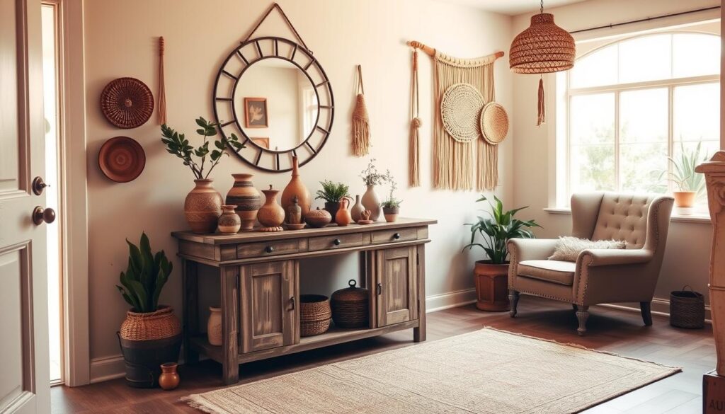 vintage boho entryway decor