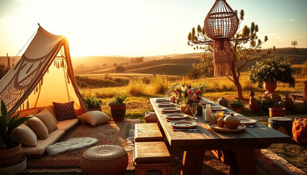 boho outdoor event setup