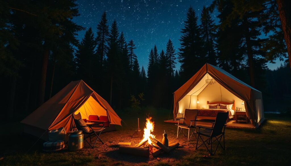 glamping amenities vs camping essentials