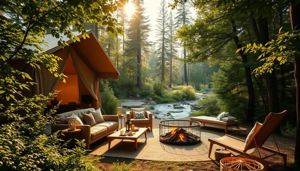 luxury camping setup