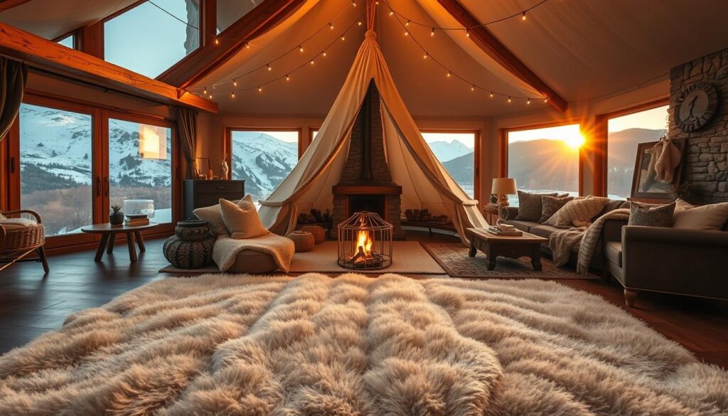 ski chalet tent decor