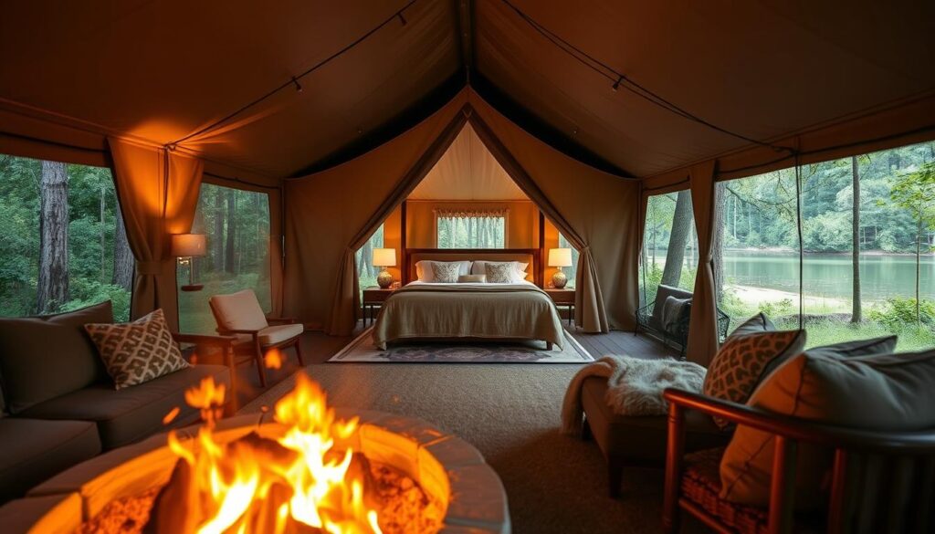 Luxury glamping amenities