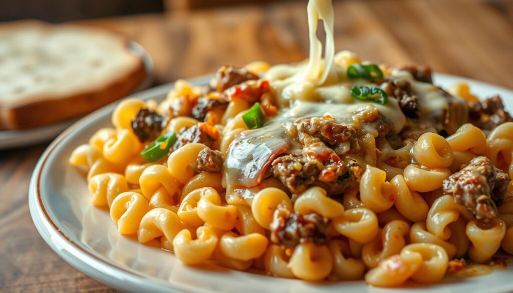 Philly cheesesteak pasta