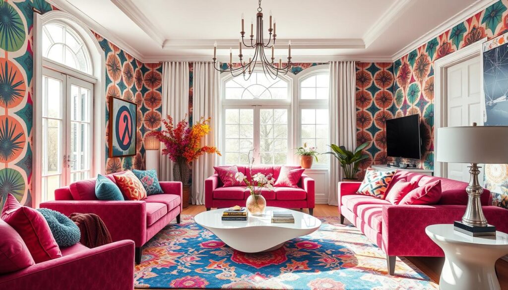 bold patterns and colorful decor