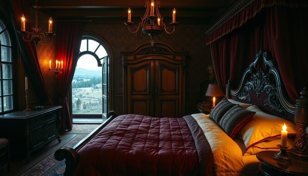 castlecore decor in compact bedroom