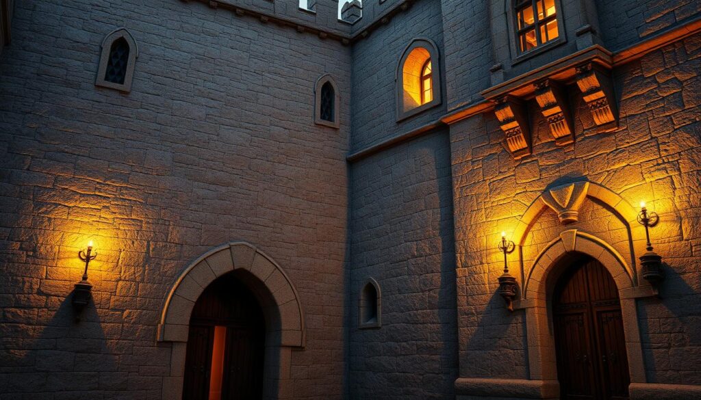 castlecore walls with stone and wood textures