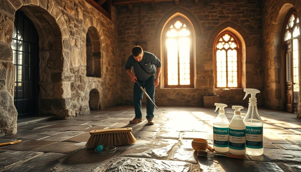 cleaning stone surfaces