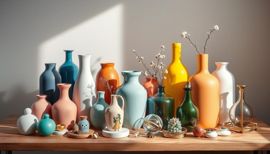 colorful vases and small decor