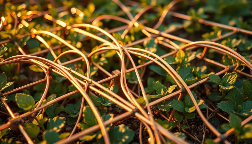 copper wire placement in garden beds