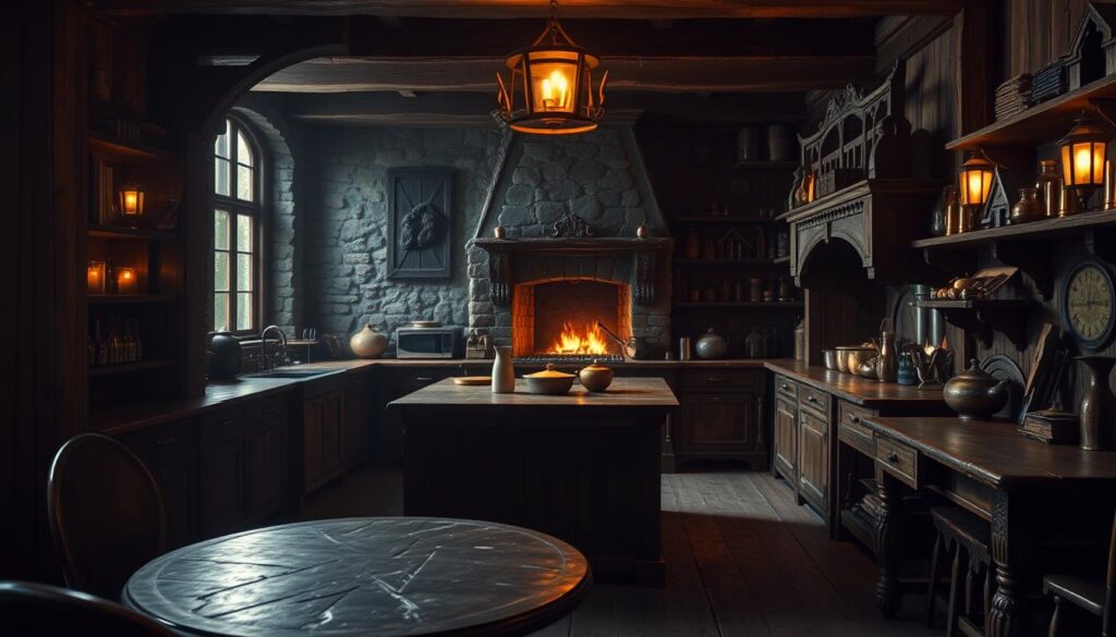 dark wood furnishings