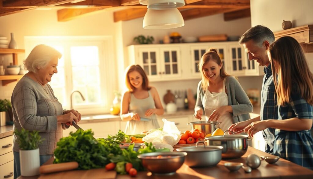 family cooking together