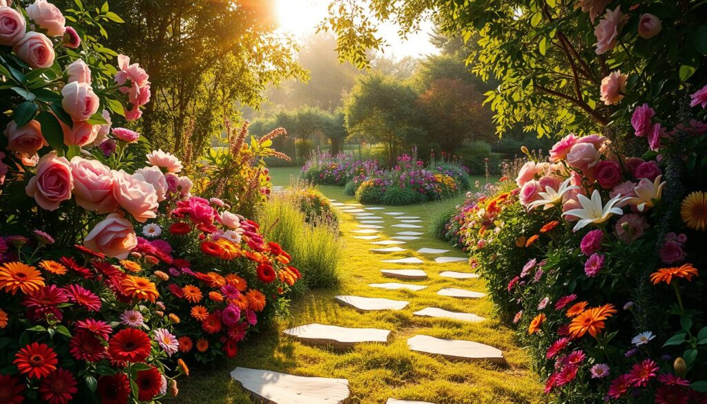 flowers in garden layout