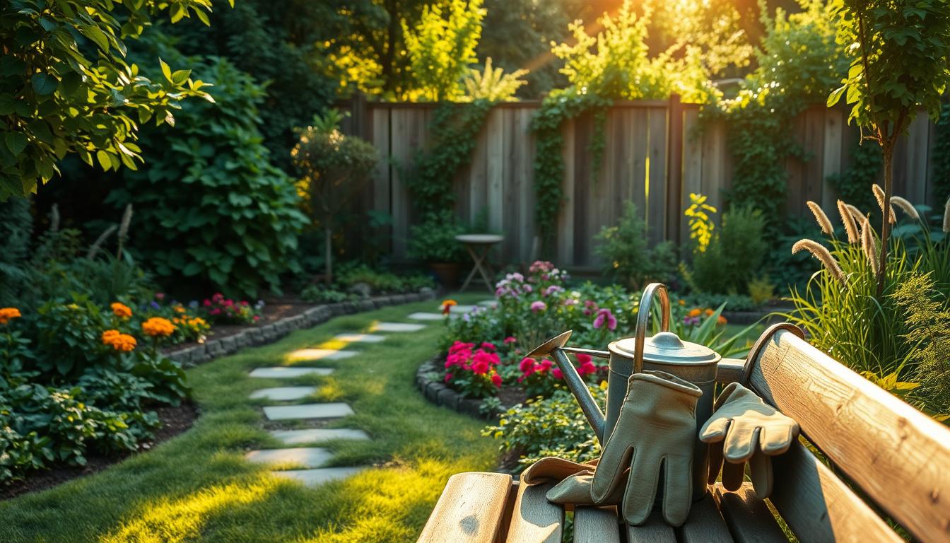 gardening in backyard