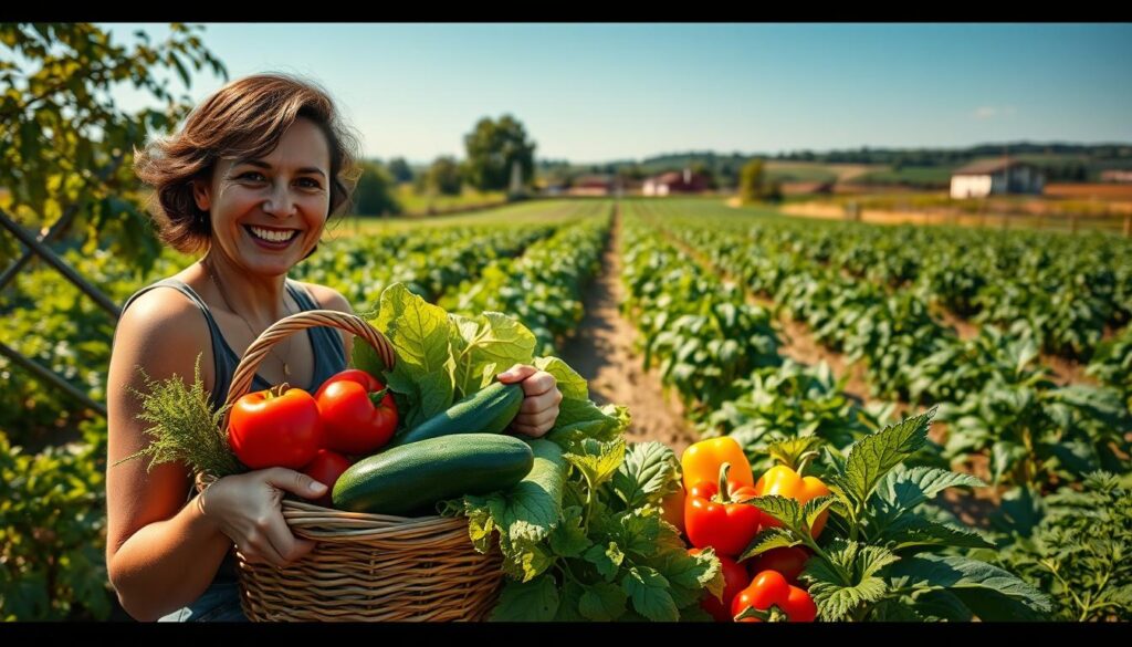 harvesting vegetables