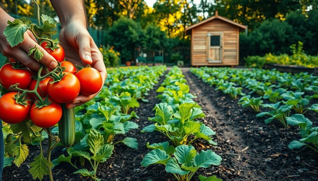 harvesting vegetables