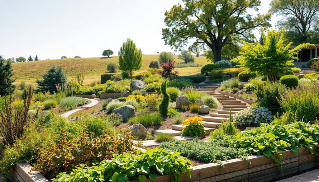integrating garden features into landscape