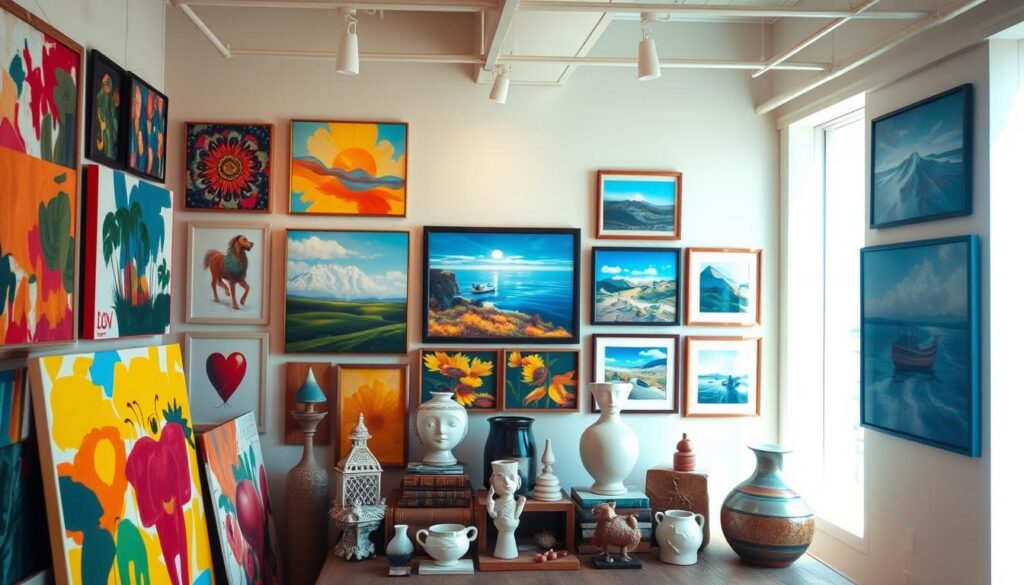 joyful art gallery wall