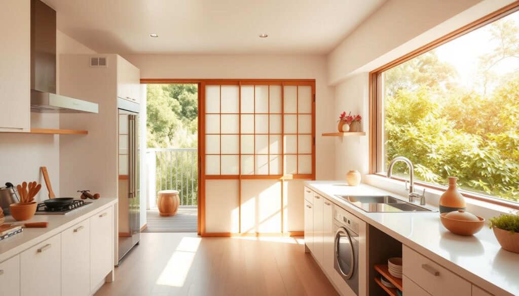 kitchen layout with shoji doors