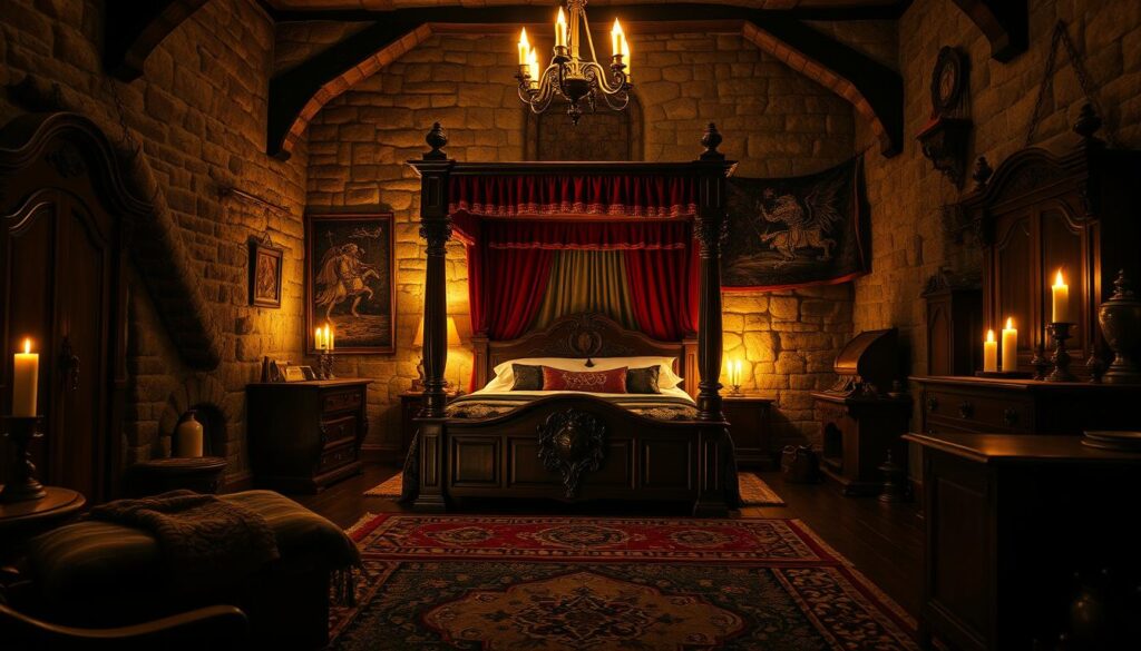 medieval-inspired bedroom decor