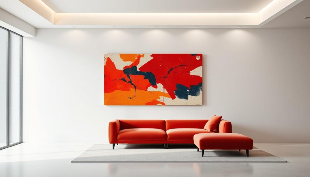 neutral backdrop with bold accents