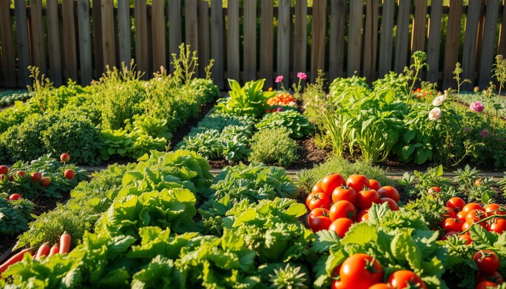 plant arrangement in vegetable garden