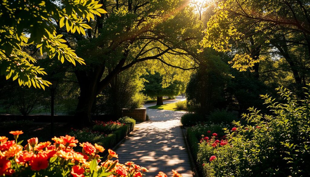 sunlight and shade in garden